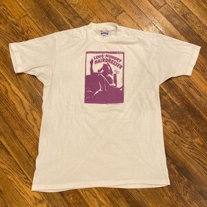Vintage 80’s Art T Shirt “Love Hungry Hairdresser” Exotic Books Galas Exoticards